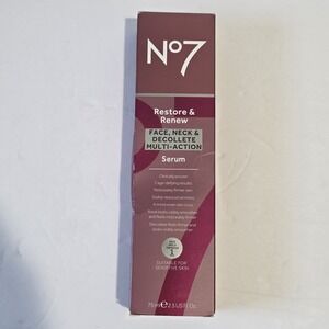 No7 RESTORE & RENEW SERUM 75ml./2.5 FL. OZ FACE*NECK CAN BE 4 SENSITIVE SKIN LG.
